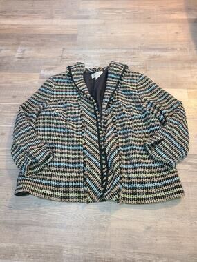 Elana by tanner size 20 womens tweed silk color block open front blazer